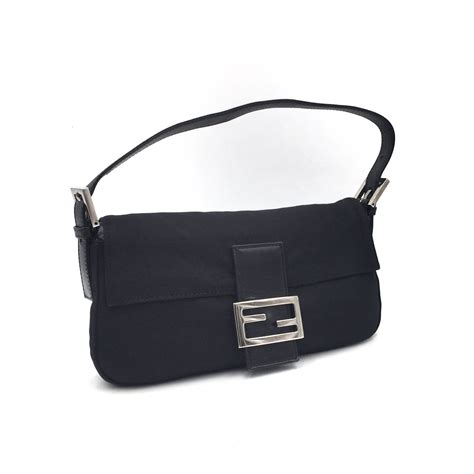 fendi baguette black canvas|Fendi vintage baguette.